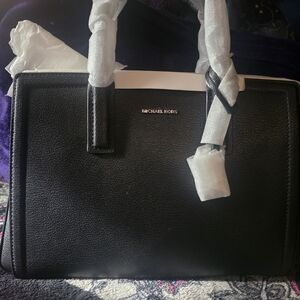 New With Tags Michael Kors Laila Snall Leather Black Satchel